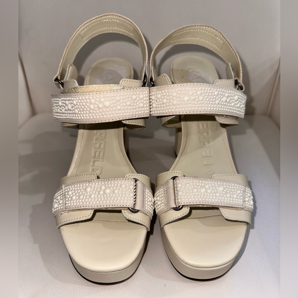 Karl Lagerfeld Cream Embellished Sandals